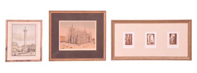 3 Engravings of Landmarks of Italy