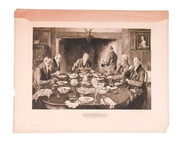 W. Dendy Saddler Signed 19th C Engraving Dinner