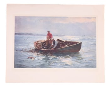 Jack L. Gray Signed Lithograph Dorymen West Bank