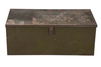 Antique World War II Era Metal Military Trunk