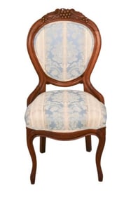 French Provencal Carved Upholstered Balloon Chair