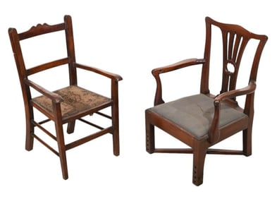 2 Antique Hand Carved Children's Dining Chairs