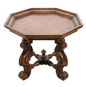 Baker Furniture Carved Octagonal Side Table