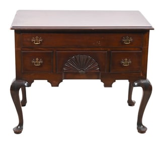 Antique Queen Anne Style Hand Carved Low Boy