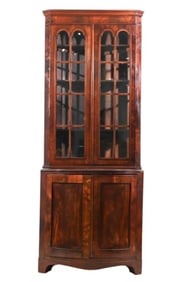 Georgian Style Flame Mahogany Corner Cabinet