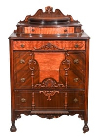 Antique Art Nouveau Style Highboy Dresser