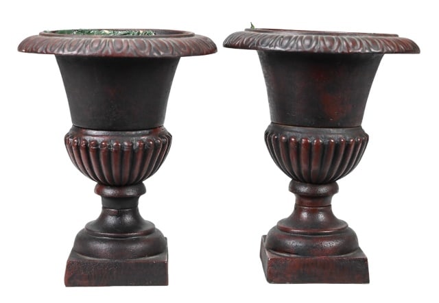 Pair Cast Iron Neo Classical Style Garden Urns (1 of 6)