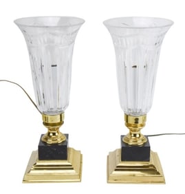 Pair Waterford Crystal Pompeii Hurricane Lamps
