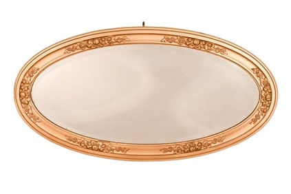Vintage Gilt Oval Gesso Beveled Mirror