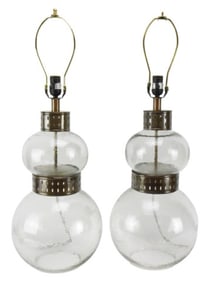 Julian Glass & Brass Double Globe Table Lamps