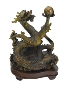 Traditional Japanese Brass Dragon Statue