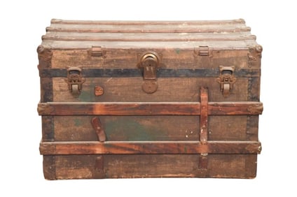 Antique Steamer Trunk with Banding