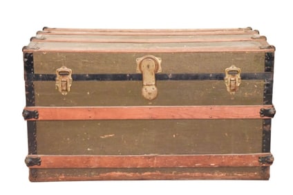 Antique Steamer Trunk with Banding