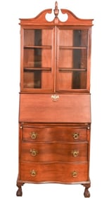 Chippendale Style Carved Secretary Bookcase