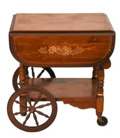 Vintage Walter of Wabash Pine Wood Rolling Cart