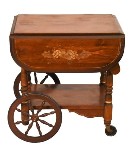 Vintage Walter of Wabash Pine Wood Rolling Cart (1 of 11)