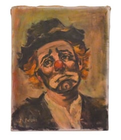 Jo Bonello Signed Oil Painting Clown Portrait