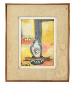 Kennedy Bahia Signed Painting Chicken From Gallery