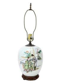 Vintage Chinese Porcelain Ginger Jar Table Lamp