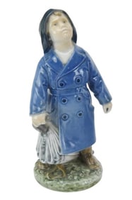 Royal Copenhagen Porcelain Statue Boy Raincoat