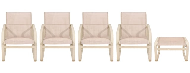 4 Outdoor Patio Armchairs with Ottoman