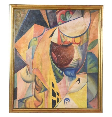 After Oleksandr Bohomazov Cubist Futurism Painting: After Oleksandr Bohomazov Cubist Futurism Abstract Painting on Board. Frame measures 22 inches 19 inchesArt measures 20 inches x 17 inches.Any condition statement is given as a courtesy to a client,