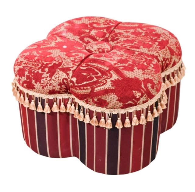 Vintage Custom Tufted Upholstered Ottoman (1 of 10)