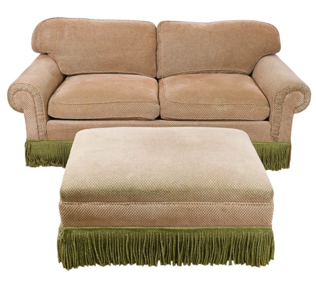 Green Patterned Plush-Upholstered 3 Seat Sofa (1 of 20)