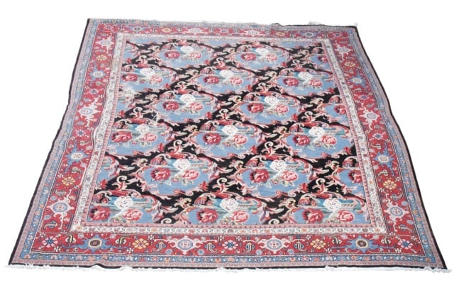 Hand Woven Flat Weave Wool Carpet Rose Motif (1 of 14)