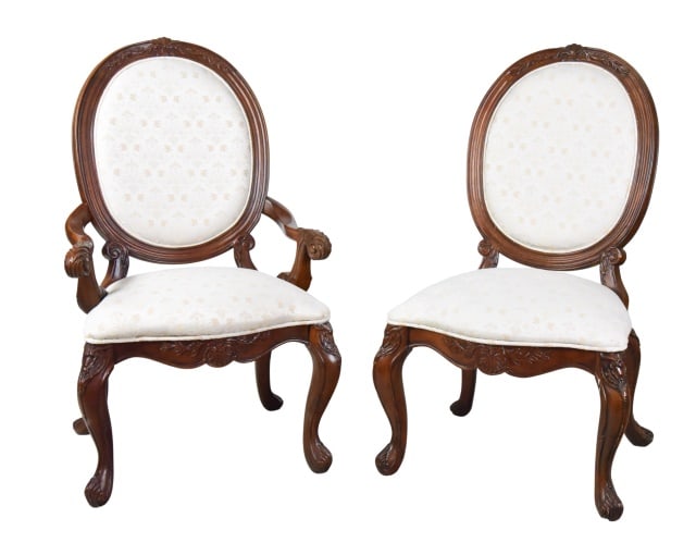 Set 6 French Provincial Carved Upholstered Chairs (1 of 11)