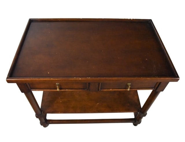 Vintage Solid Wood Two Tier Console Table - 3