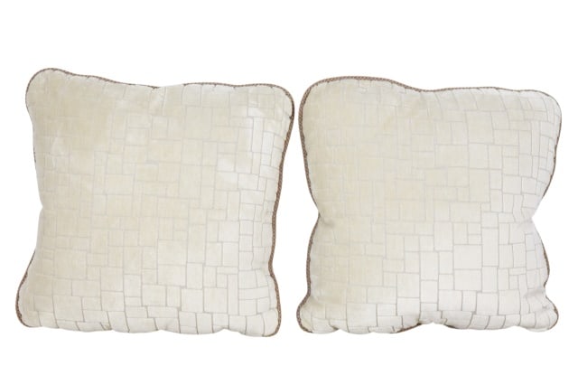 Pair Custom Made Down Filled Velor Throw Pillows (1 of 5)