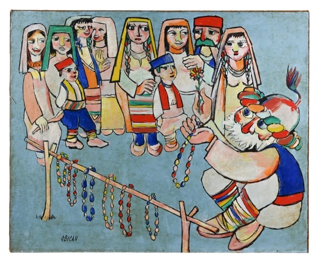 Jovan Obican Signed Acrylic Painting Judaica (1 of 8)