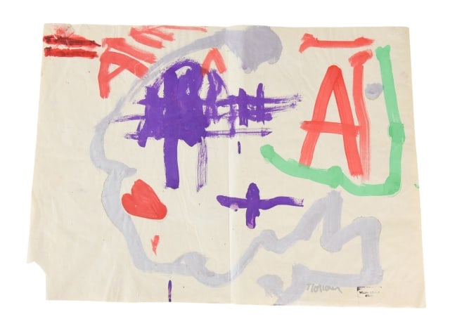 William Ronald Signed Tempera Abstract Painting: William Ronald Signed Tempera Paint Abstract Painting on Paper. , Canadian 1926-1998. Unframed measures 23 inches x 18 inches. Any condition statement is given as a courtesy to a client, is only an op