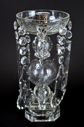 Pair Antique Crystal Mantel Lusters - 10