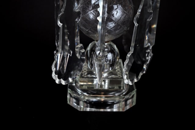 Pair Antique Crystal Mantel Lusters - 3