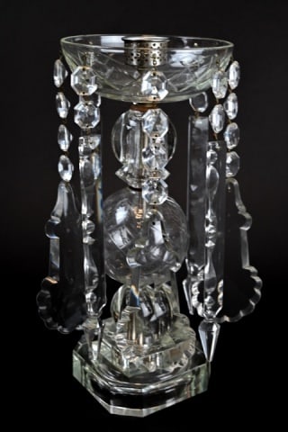 Pair Antique Crystal Mantel Lusters - 6