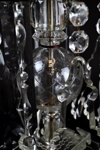 Pair Antique Crystal Mantel Lusters - 9