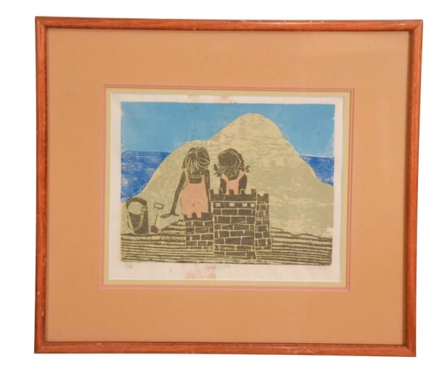 Joseph Durante Signed Woodblock 1975 Sand Castle (1 of 9)