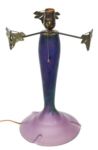 Antique Tiffany Style Amethyst Art Glass Base (1 of 7)