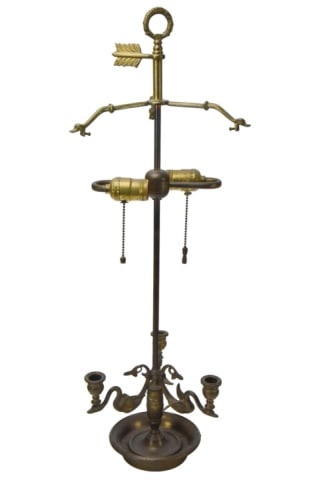 French Brass Swan Form Candelabra & Lamp (1 of 7)