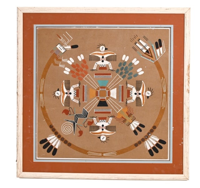 Vintage Navajo Sand Painting 4-Seasons Framed (1 of 11)