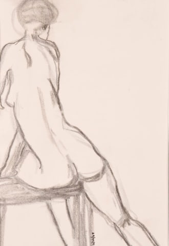 Pair Signed and Dated Charcoal Nude Drawings: Pair Signed and Dated Charcoal Nude Drawings.Measures 24 inches x 18 inches.