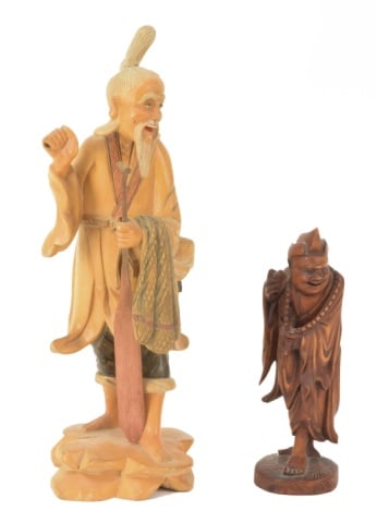 2 Vintage Chinese Hand Carved Statues (1 of 8)