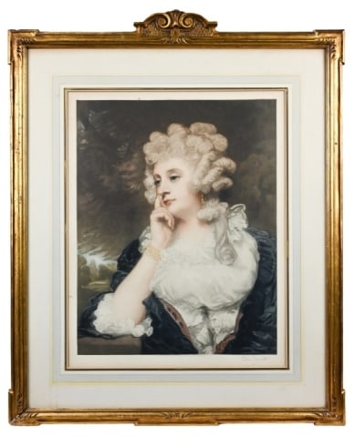 Ellen Jowett Signed Lithograph Young Woman: Ellen Jowett Signed Lithograph Young Woman in Carved Gilt Art Nouveau Frame. Measures 26 inches x 21 inches.