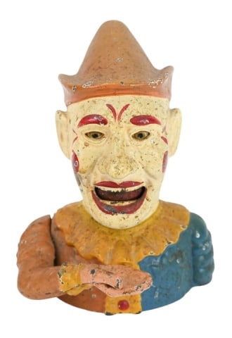 Vintage Caast Iron Toy Clown Face Toy Bank (1 of 7)