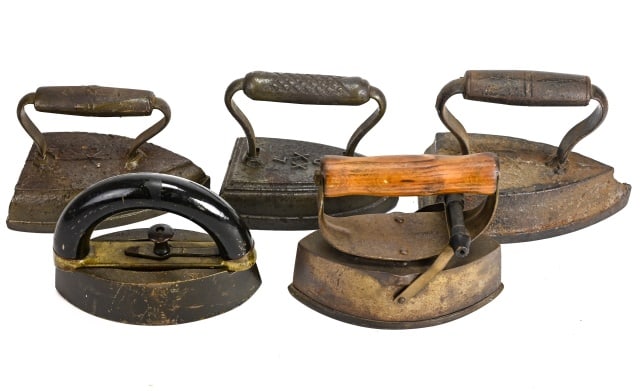 5 Antique Cast Iron Flat Irons - 5