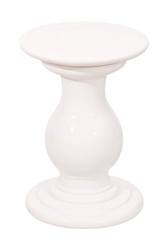 Ceramic White Hand Painted Pedestal: Ceramic White Hand Painted Pedestal.Measures 22 inches x 16 inches diameter.