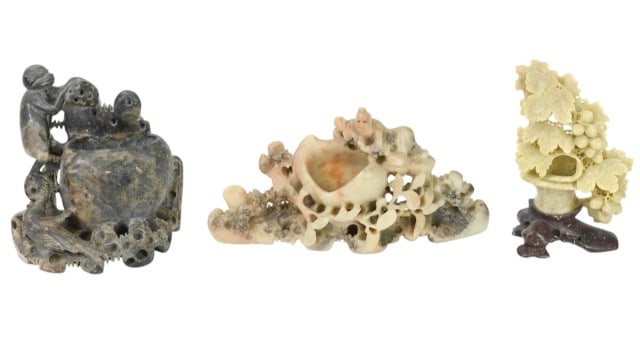3 Chinese Carved Soap Stones (1 of 7)