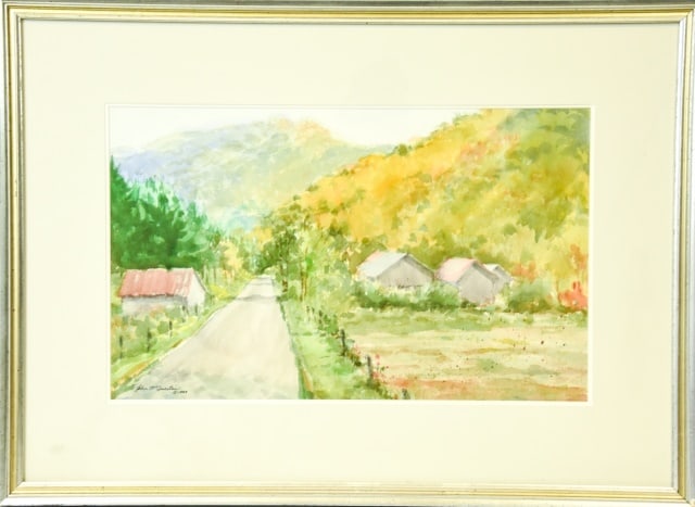 John McQuesten Signed Watercolor Painting Barns (1 of 9)